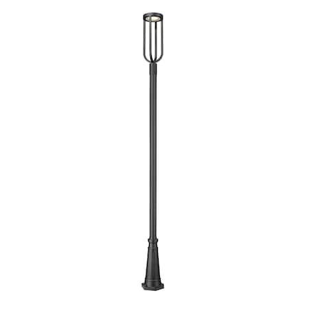 Z-Lite Leland Outdoor Post Mounted Fixture, 1-Light, 10 In.W x 117.75 In.H, Sand Black/Sand Blast 5005PHB-5011P-BK-LED